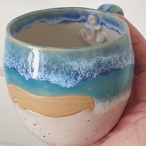 handgetöpferte Keramik Tasse von Norderney mit Anker Bild 4
