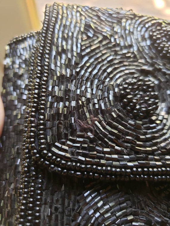 Black beaded hand bag purse - image 5