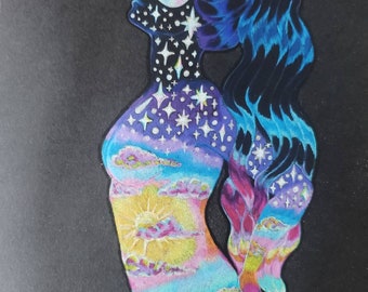 Femininer himmlischer Sonnenaufgang Sonnenuntergang Original Kunstwerk "Moon Light"