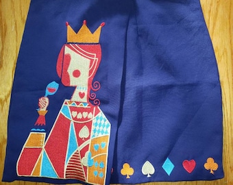Embroidered skirt with queen, heart, diamond, spade and club details