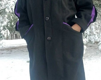 Beautiful French wool OOAK purple and black mod coat