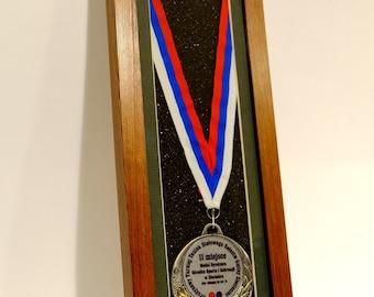 Cadre 3D Pour Médailles Sport - Boîte Shadow Box Noire Et Noyer Pour Afficher Collections
