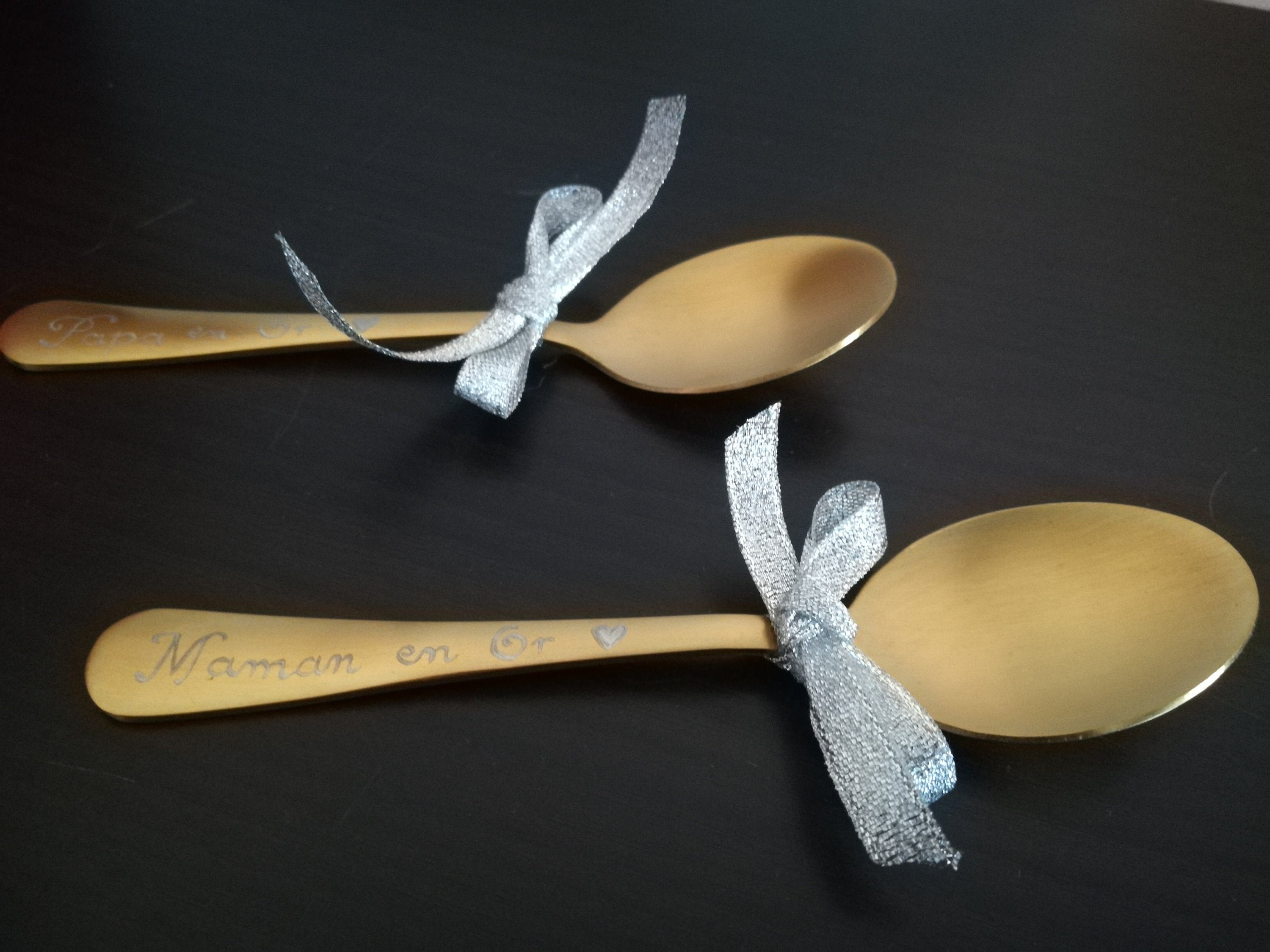 Cuillère à Café Papa ou Maman en Or - Au Choix