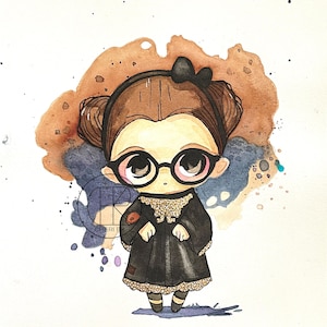 Young RBG – A Watercolor Tribute to Ruth Bader Ginsburg - Original Watercolor Painting