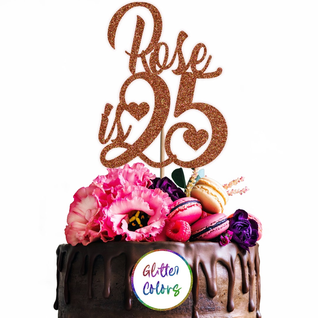 Decorazione per torta 25° compleanno uomo donna oro rosa glitter 25° decorazione torta compleanno Happy 25° compleanno topper torta topper 25° donna Happy 25° compleanno Cake Topper(oro rosa