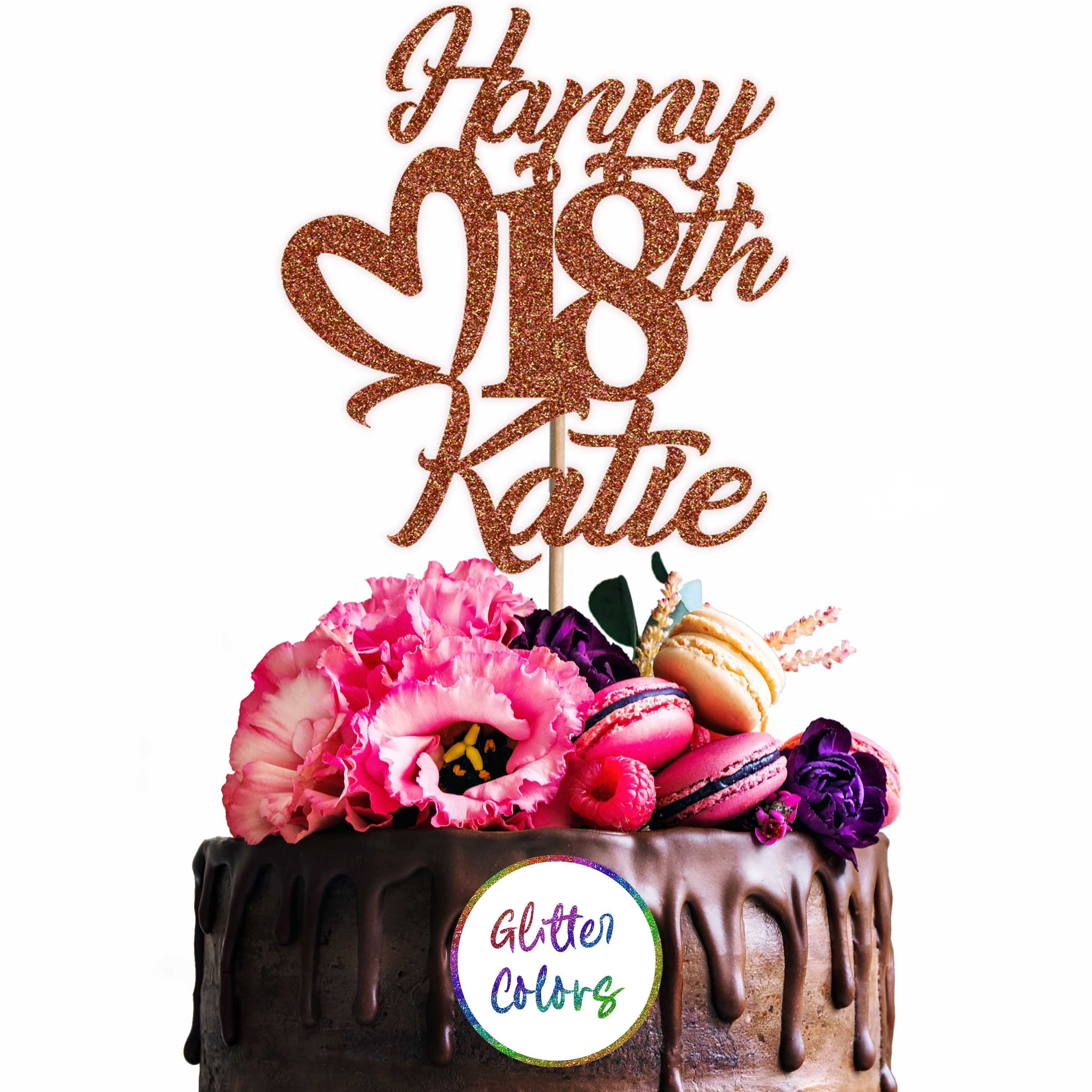 Glitter Cake Topper, Personalised Happy 18th Birthday Cake Topper ...