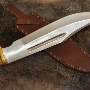 Bowie knife hunting knife huge 44 cm sharply ground outdoor knife bushcraft Rambo handmade stainless steel with special leather handle VBL image 5