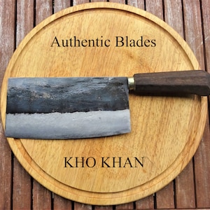 Küchenmesser Hackmesser Hackbeil von Authentic Blades -KHO KHAN mit 19 cm Klinge- Handgemacht scharfe Karbonklinge Holzgriff Fair nachhaltig