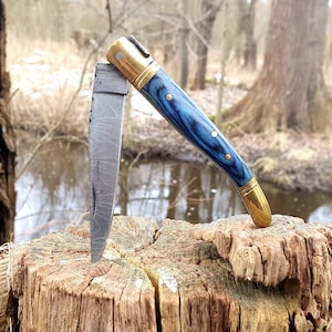 Laguiole pocket knife French knife Damascus knife hunting knife folding knife wooden handle hand forged handmade Laguiole 19 cm (RD5)