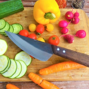 Kökskniv, grönsakskniv, kockkniv - Original Autentiska blad VAY 20 cm bladlängd - vass, trähandtag - handgjord, lätt kniv