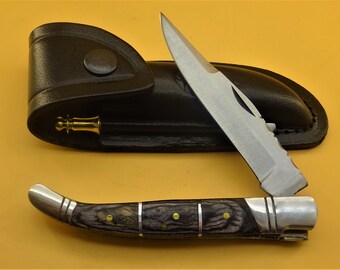 Pocket Knife-Laguiole-Stainless Steel-Hunting Knife-Folding Knife-Wood Handle-22 cm- (T1)