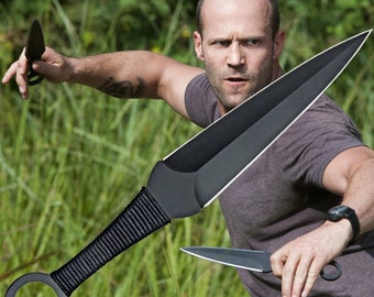 Coltello da lancio Kunai in acciaio inossidabile con borsa, set da 3 pezzi - Set da lancio fantastico, stile espandibile, in acciaio inossidabile, affilato - Completamente funzionante (KUN)