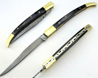Damascus Knife Laguiole Pocket Knife Spanish Knife Stiletto -23 cm- (RDV4s)