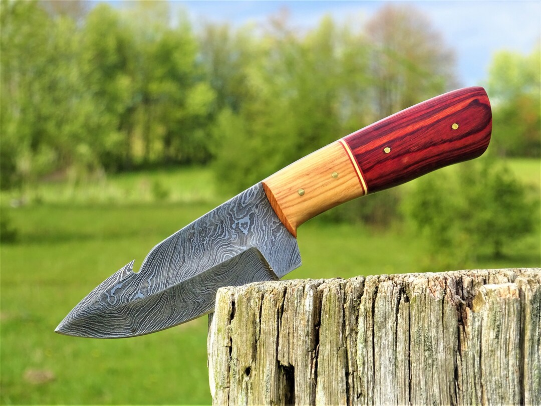 Damask Knife Hunting Knife Belt Knife Angler Full Tang Etsy