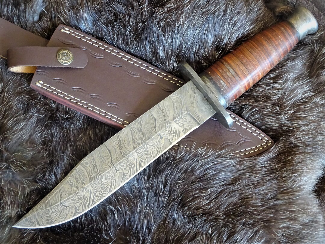 Couteau bowie d2 fait main en acier à soie pleine