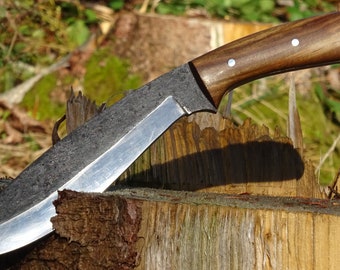 Kukri cleaver Bushcraft Batoning - with sharp blade and wooden handle -31 cm- with genuine leather sheath - hand-forged (TM36kl)