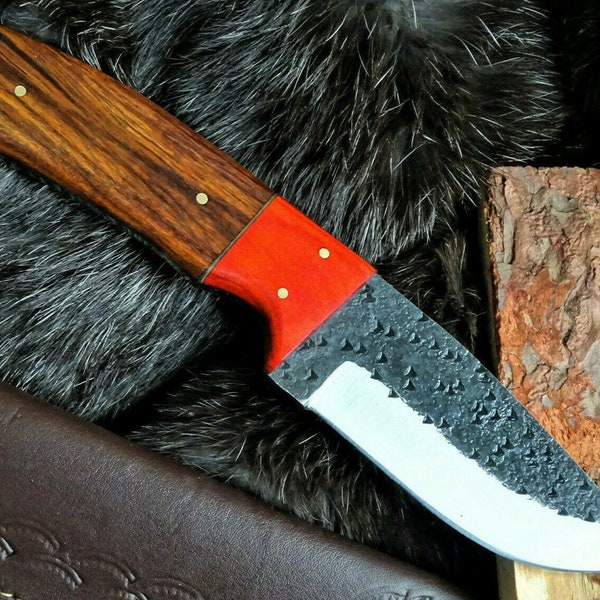 Hunting knife-Bowie knife-Outdoor knife-Carbon steel-Handmade-Wooden handle-(AB9100)