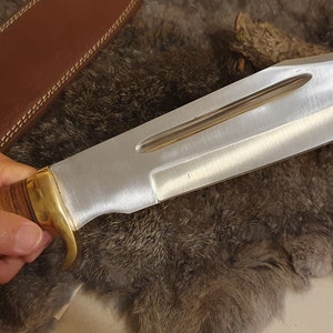 Bowie knife hunting knife huge 44 cm sharply ground outdoor knife bushcraft Rambo handmade stainless steel with special leather handle VBL image 10