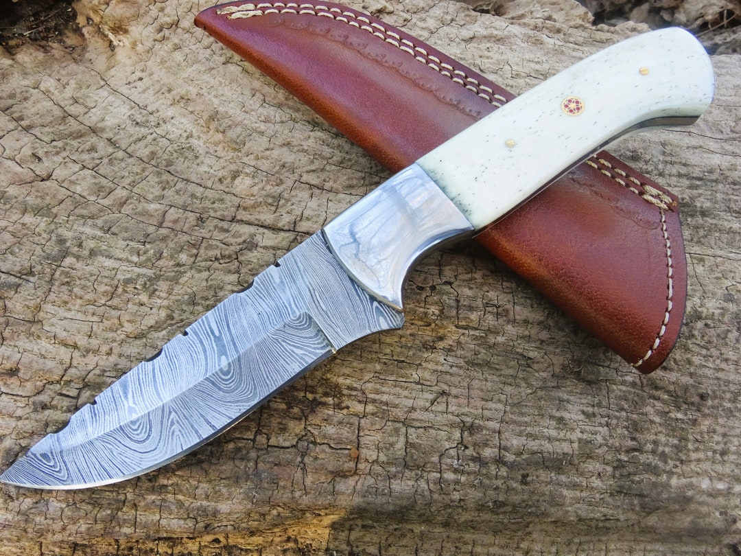 Damask Knife Hunting Knife Belt Knife Angler Full Tang Etsy