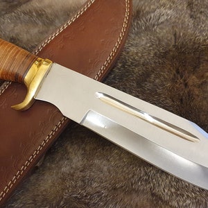 Bowie knife hunting knife huge 44 cm sharply ground outdoor knife bushcraft Rambo handmade stainless steel with special leather handle VBL image 7