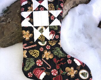 Quilted Christmas Stocking, Handmade Christmas Stocking, Christmas Goodies, Handmade Christmas, Quilted Christmas, Lodge Christmas, Farmhou