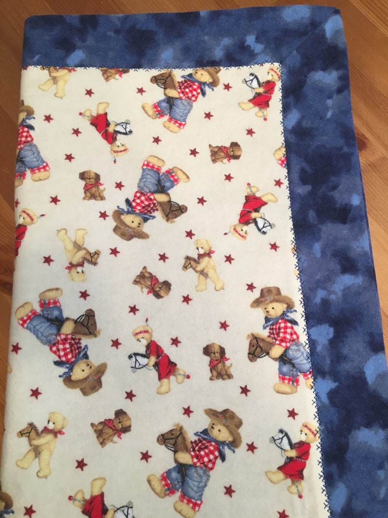 Western Teddy Bear Receiving Blanket Made From 100 Cotton Etsy
