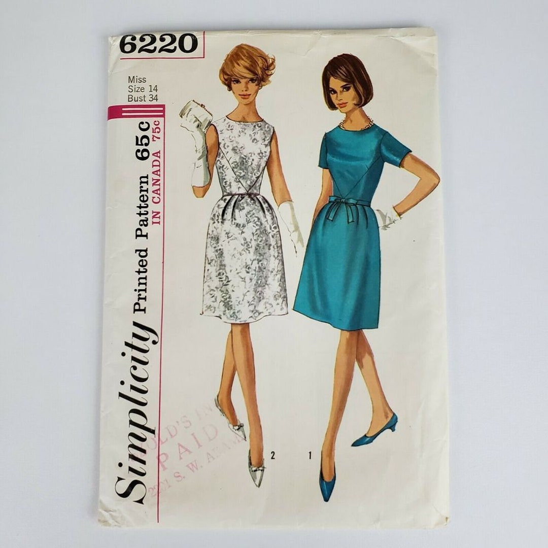 Vintage Simplicity Sewing Pattern, Style 6220, Size 14, 34 Bust - Etsy