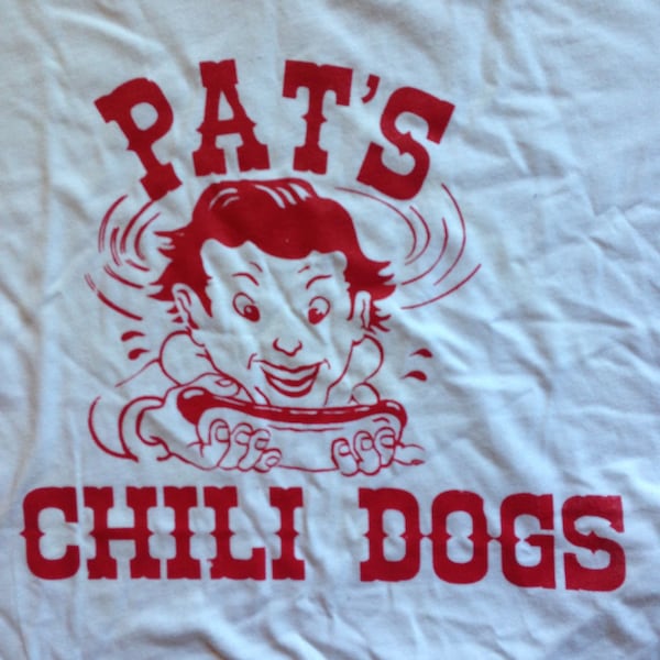 PATS CHILI DOGS shirt Cinderella 80s glam metal rock Philadelphia poison ratt dokken local tv commercial hair metal