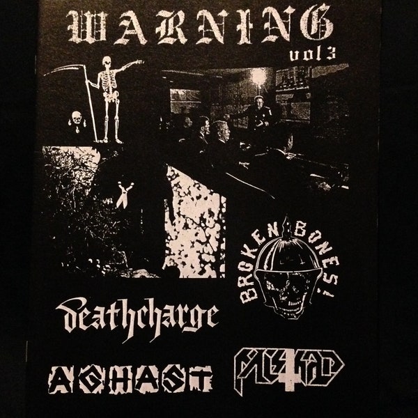 WARNING zine vol. 3 Antisect Deathcharge Broken Bones crass punk fanzine crust War