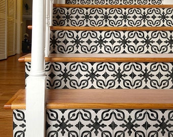 Black Petra Tile Removable Stair Riser Decals
