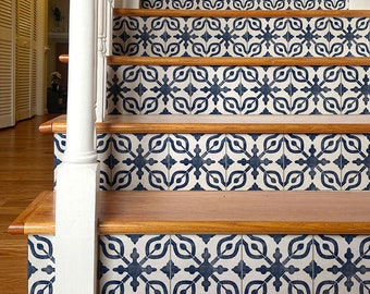 Blue Petra Tile Removable Stair Riser Decals