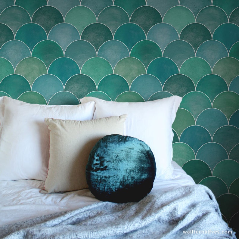 Scallop Tile Modern Wallpaper Peel and Stick Wallpapers Removable