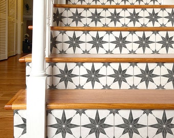 Black on White You're A Star Tile Removable Stair Riser Decals