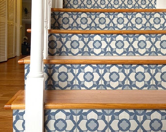 Blue Duomo Tile Removable Stair Riser Decals