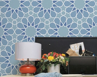 Moorish Maze Moroccan Tiles Geometric Removable Wallpaper - Peel and Stick Wallpapers - Easy Wall Design Stickers - Modern Wallpaper Pattern