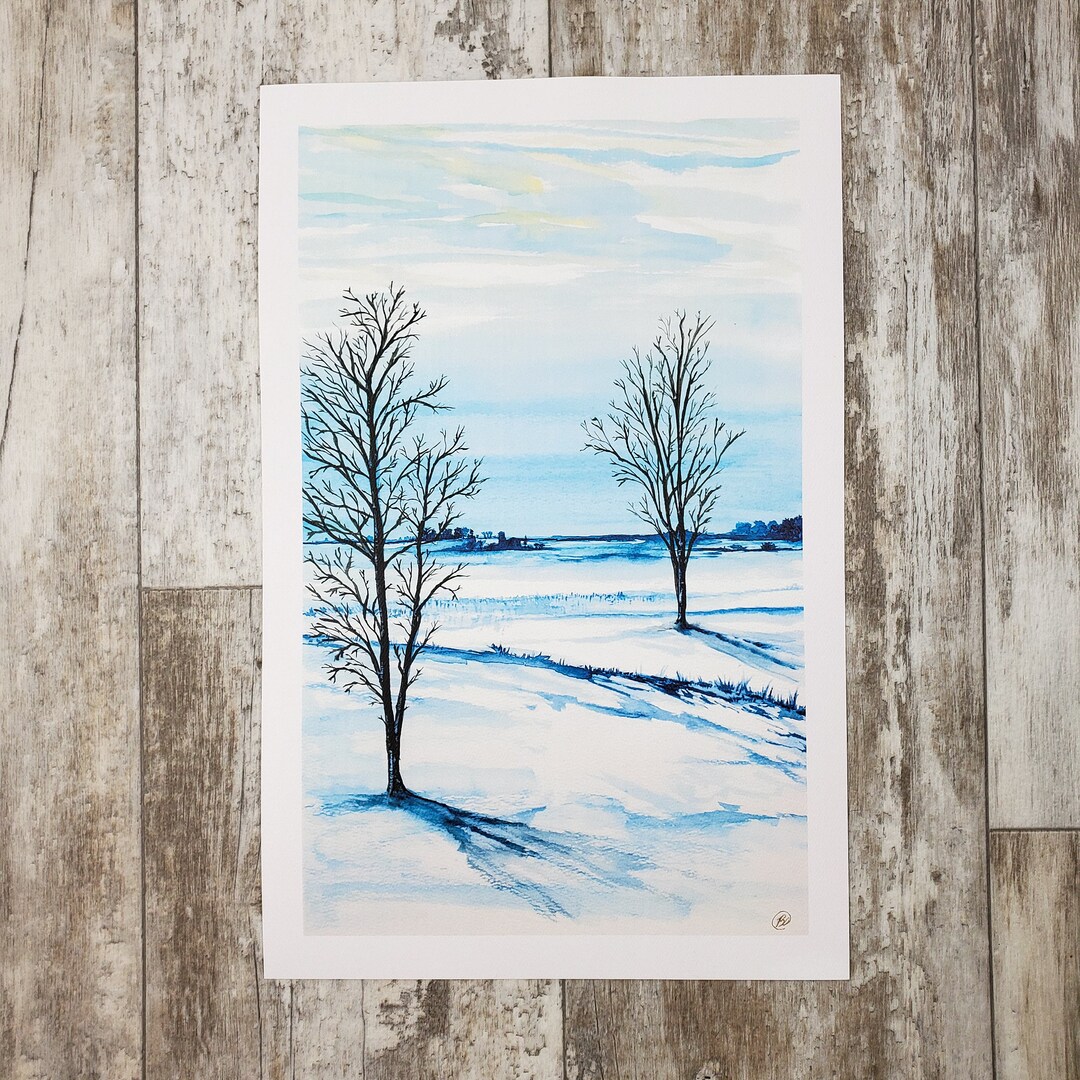 Winter Landscape Watercolor Print – Hand-signed Art (11x17") - Etsy