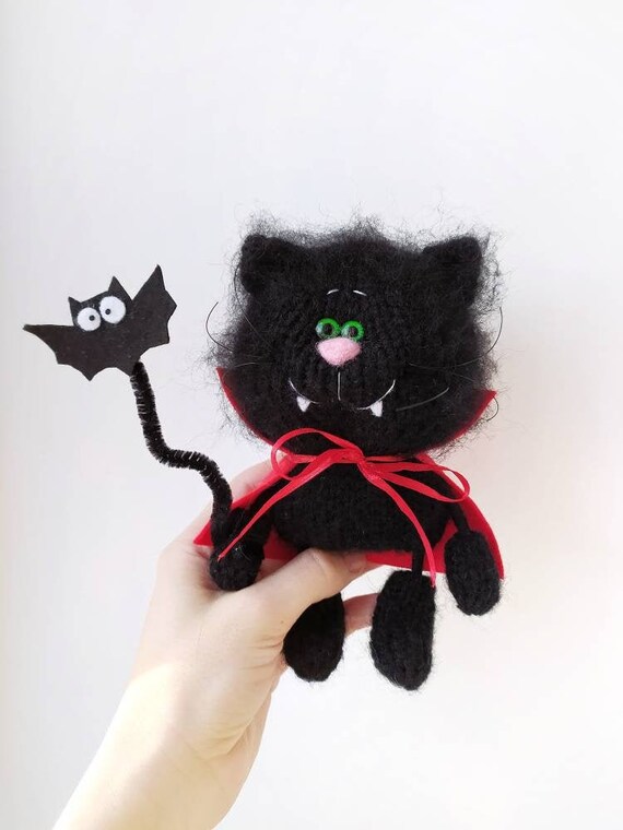 Chat Noir Tricot Figurine De Chat Chat Amigurumi Peluche Etsy