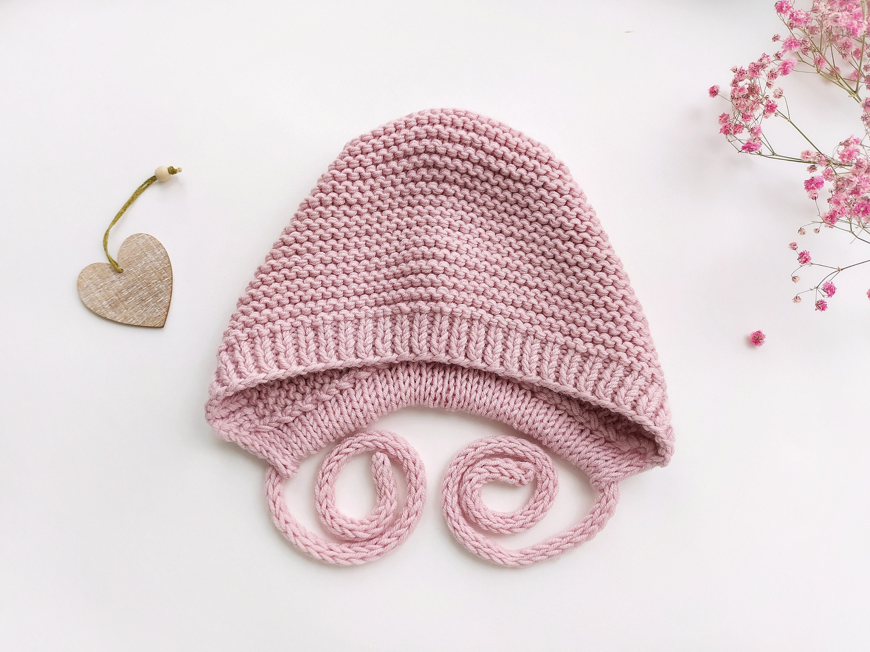 Baby bonnet Knitted baby hat 100% merino wool baby girl | Etsy