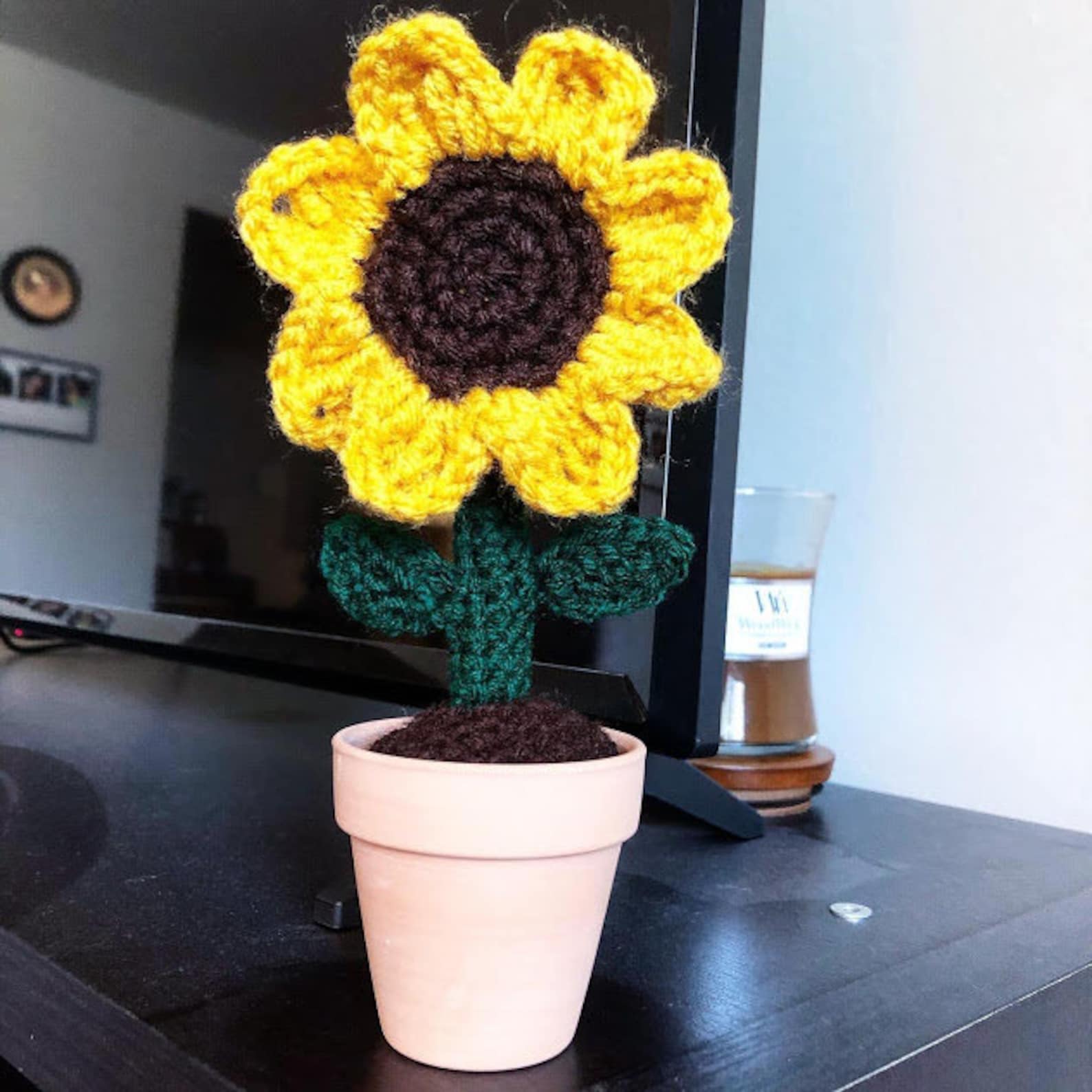 Crochet Potted Sunflower PATTERN Crochet Sunflower in a Pot Etsy