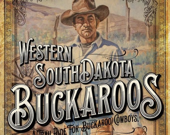 Póster de los Buckaroos del Oeste de Dakota del Sur, 18.0 x 32.1 in