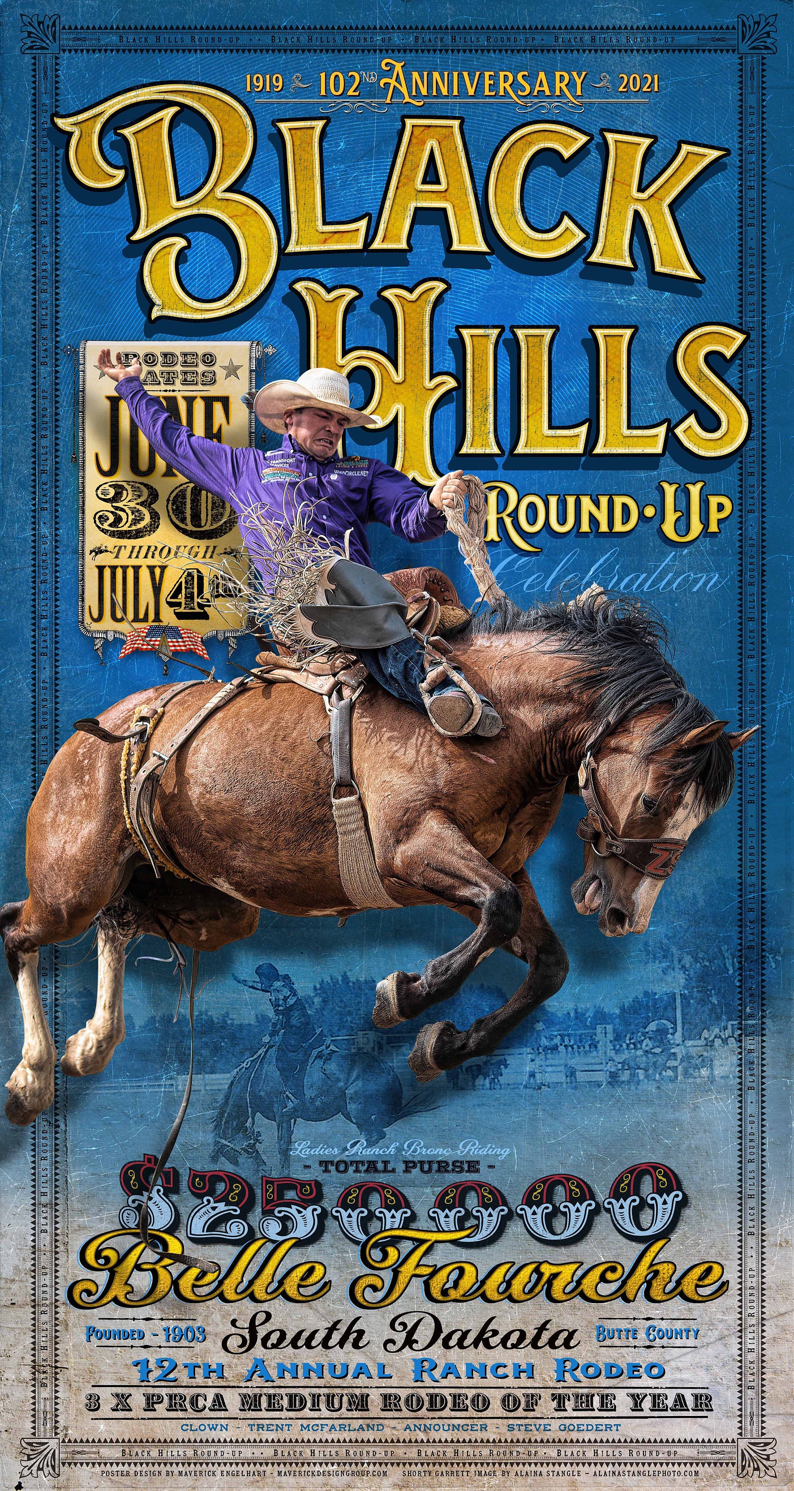 2021 Black Hills Round up Rodeo Poster 18x34 Etsy