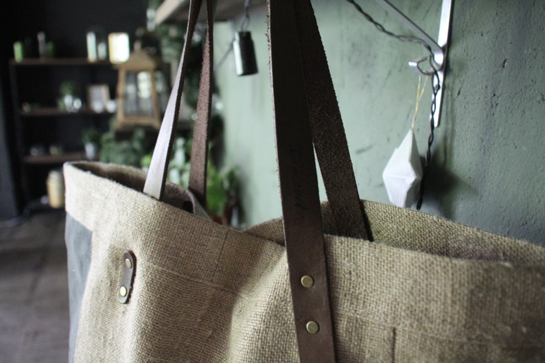 Personalized burlap Tote Bag burlap messenger bag LARGE tote Etsy