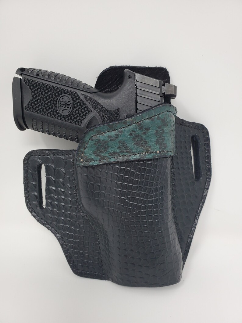 Leather and Snake Skin OWB Holster FN509 Model shown Etsy