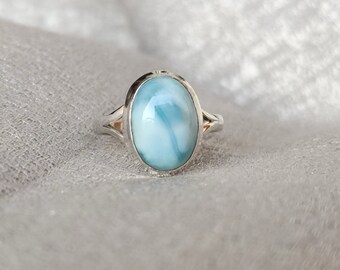 Caribbean Larimar Solid 925 Sterling Silver RIng