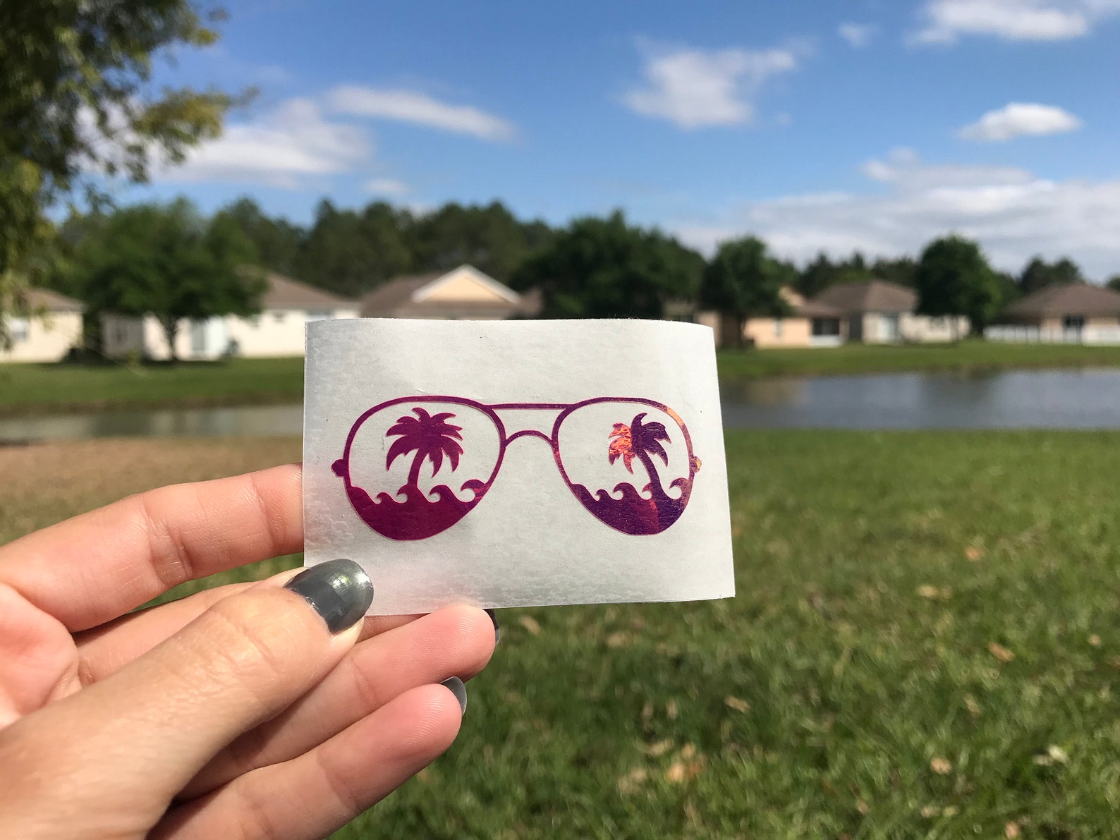 Palm Tree Reflection Sunglasses Decal Sunglasses Beach Etsy