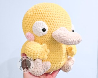 Confused duck plushie, crochet, amigurumi