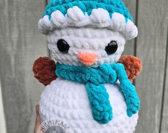Cozy Snowman Plushie, amigurumi, crochet