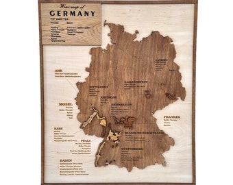 Germany Wine Region Map, Wooden Home Bar Decor wine room