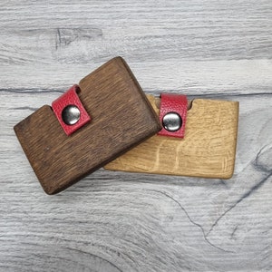 Estuche para tarjetas Tarjetero de madera Tarjetero personalizado Billetera de madera Estuche para tarjetas de visita Billetera de cuero para tarjetas de crédito Regalo personalizado con grabado