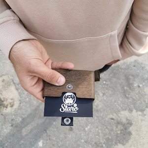 Cartera de tarjeta de madera Caja de tarjeta Titular de tarjeta de madera Titular de tarjeta de crédito personalizado Cartera de madera Caja de tarjeta de visita Crédito de cuero